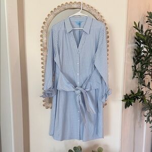 Draper James Blue Striped Midi Dress